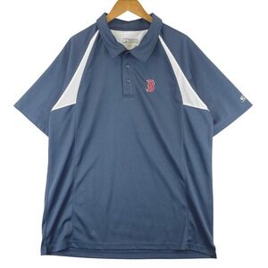 MLB Men's XL Boston Red Sox Performance Polo Shirt Navy Blue Mesh Genuine Merch